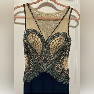 Beautifully beaded blue maxi dress